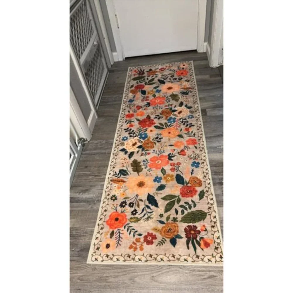 Non Slip 2'x 6' Washable Runner Rugs with Rubber Backing Soft Floral Carpet